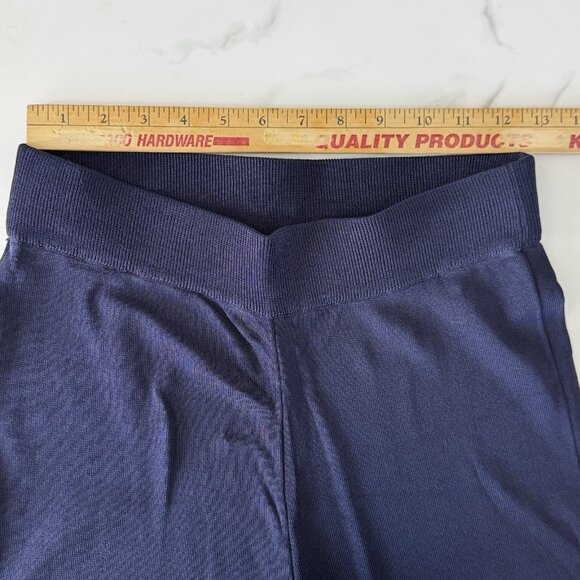 Zara Knit Wide Leg Crop Pant High Waist Blue Lace Trim Stretch Ankle Culottes S - Picture 5 of 11